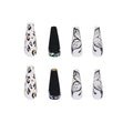Long Coffin Press - On Nails - Matte Black with Butterfly & Leopard Print - lynnsnail