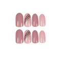 Medium Almond Press - On Nails - Dusty Pink with Black & Gold Accent Lines - lynnsnail