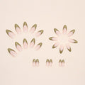 Medium Almond Press - On Nails - Nude with Metallic Gold French Tip - lynnsnail